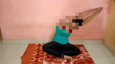 Indian stepmom doing scorching yoga with son get rock hard fucked with Hindi clear audio
