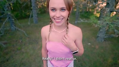 pounding my stepsister's twat in nature because I got a hard-on at the glance of her nude ass