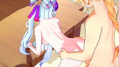 Yumemizuki has wet nailing on the beach - genshin impact hentai