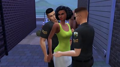 ebony Barmaid Entertaining 2 Cops At The Back Alley (Promo) | The Sims/ 3 dimensional hentai