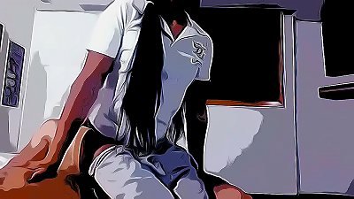 college damsel gets pounded by her physics schoolteacher to pass the subject, since she is late in all the activities, she gives him her hefty and handsome ass.