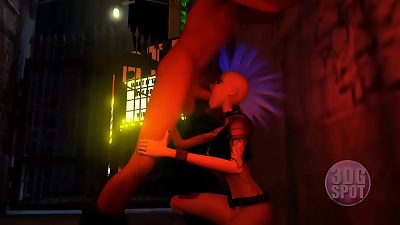 3DGSPOT - wild punk lady Lets huge pecker Stranger gullet Her In multiple Positions! 3d ANIMATION!
