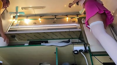 cool brunette lady spycam camera upskirt at work no panties