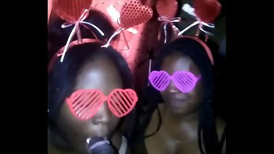 two THOTS SHARING bbc FOR VALENTINES DAY | huge FACIALS