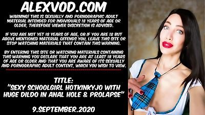 stunning student Hotkinkyjo with gigantic fake penis in assfuck hole & ass inside-out