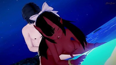 Meru the Succubus getting humped at the beach!