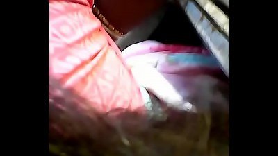 Theni married young girl enjoying titty press in bus
