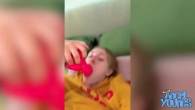 Wake and jerk with All inborn thick hooter blond Angel Youngs and Her dearest dildo