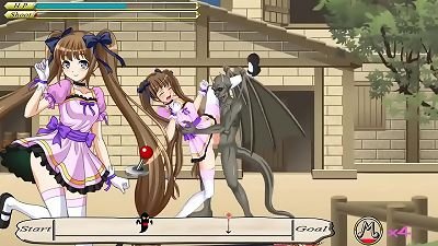 cute doll having bang-out with monsters fellows in twintail magic activity hentai ryona game new gameplay