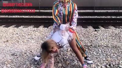 Clown tears up girl on teach tracks