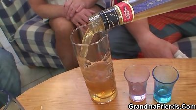 super-fucking-hot three way soiree with blond aged grandmother