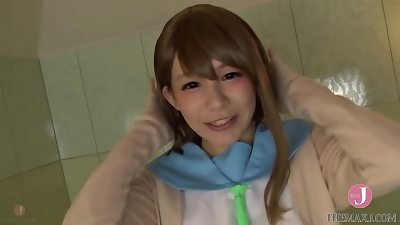 [HentaiCosplay] Even however she's in a high sch●ol college girl cosplay in neat and harmless love, cheerfully giving a devilishly softcore blowjob!