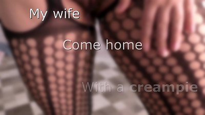 hotwife wife come home with a internal cumshot inwards  her fertile puss and then rail cuckold spouse cock in a cowgirl sloppy seconds - white Mari