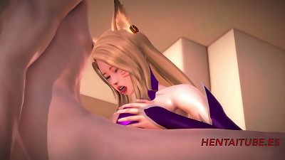 League Of legend manga 3d - Ahri handjobs, boobjob, oral job and pounded