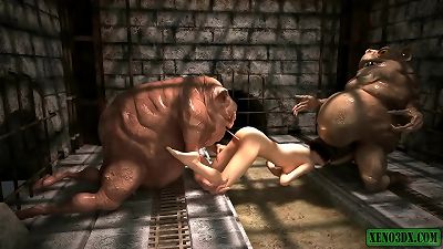 Hutts in Prison. 3-dimensional monster sex