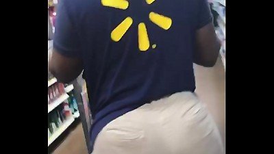 giant black huge bootie Walmart worker with a huge culo and wide hips a must watch