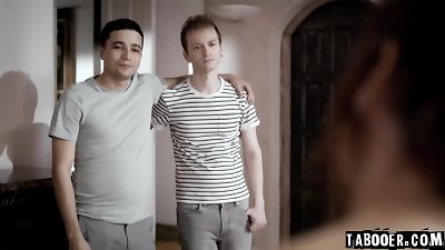 2 youthfull angry brothers Ricky Spanish and Alex Jett double penetrate their own way old mom Syren De Mer to release their frustrations!