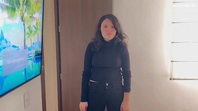 My stepmom massages herself while I see her in the closet... She caught me and now I caress her wet vulva