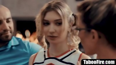 young cheerleader pressured into hook-up by milf coach & her hubby