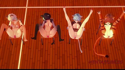 furry Yiff manga porn 3D- bang-out Furry. 4 furry damsels with dildos squirting