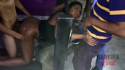 my cuckold confined me in the guillotine and told everyone to munch me.