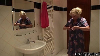 young dude doggy-fucks wild elder towheaded grandmother