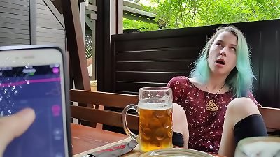 Remote climax control of my Stepsister in Pub!